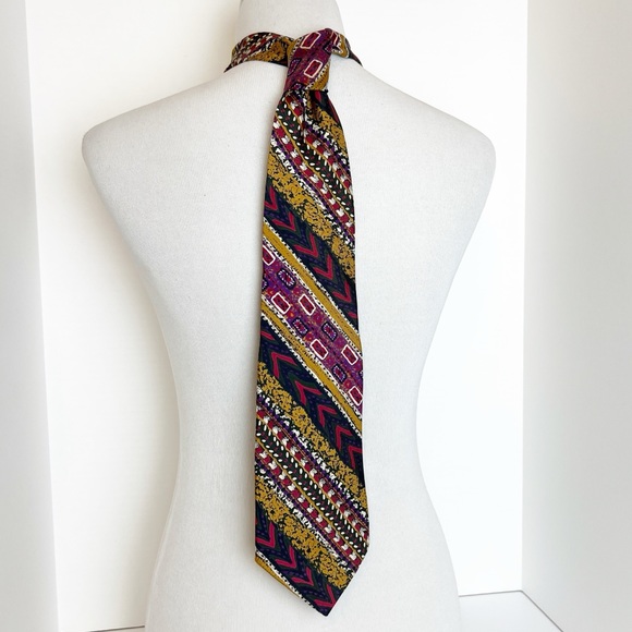 •VALENTINO• Vintage 100% Silk Abstract Print Necktie - Picture 2 of 9